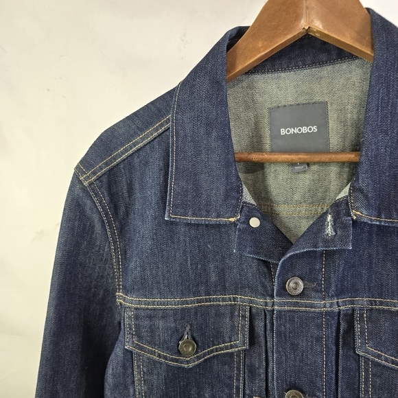 Bonobos Denim Jacket Mens Size Large Dark Wash The Jean Trucker Indigo - Picture 2 of 13